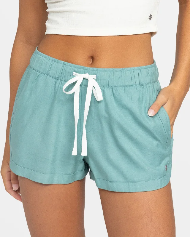 New Impossible Love Elastic Waist Shorts - Mineral Blue