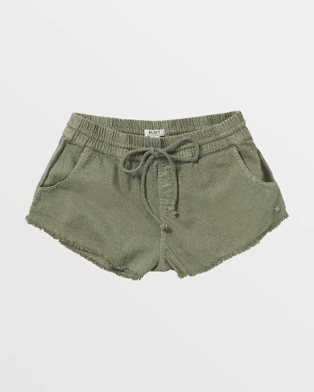 Scenic Route Elastic Waist Shorts - Deep Lichen Green