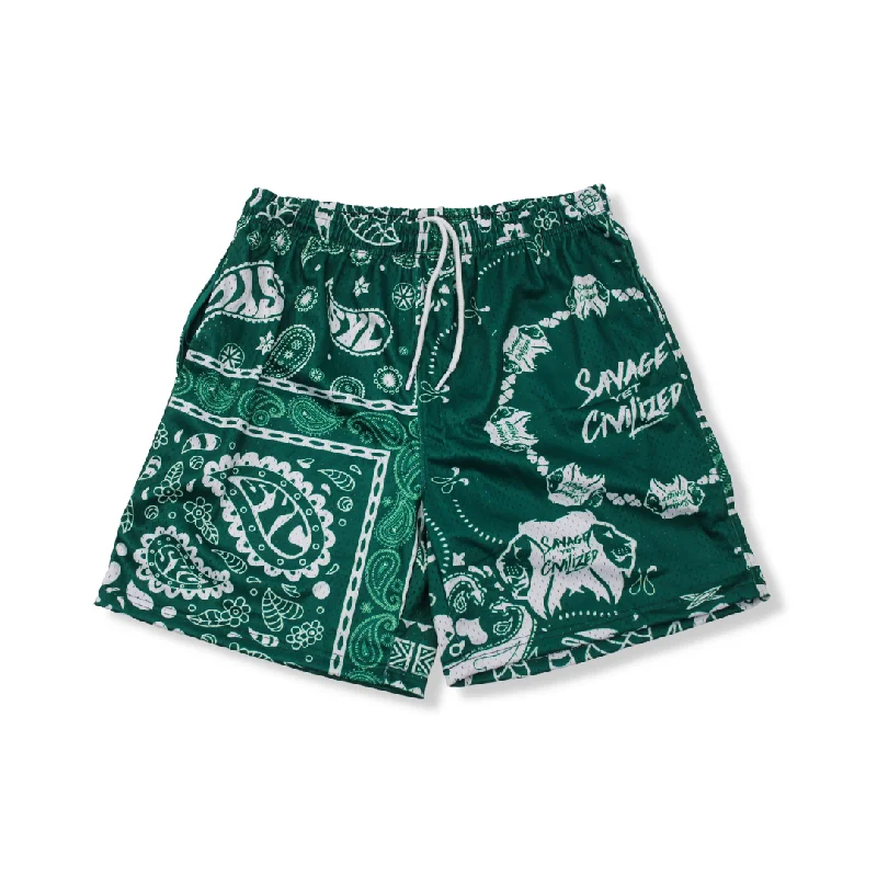 SYC Paisleys Mesh Shorts "Green"