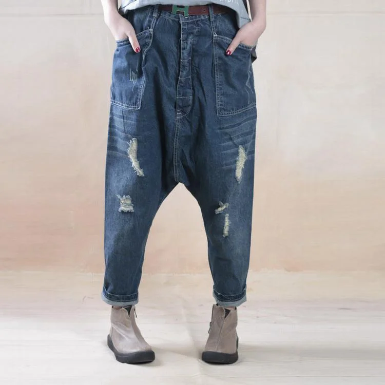 Fall Denim pants women drop-crotch