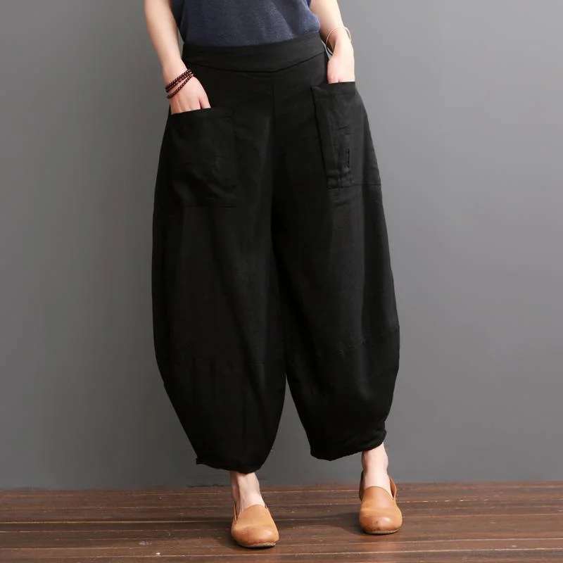 Black knickers linen pants summer bloomers