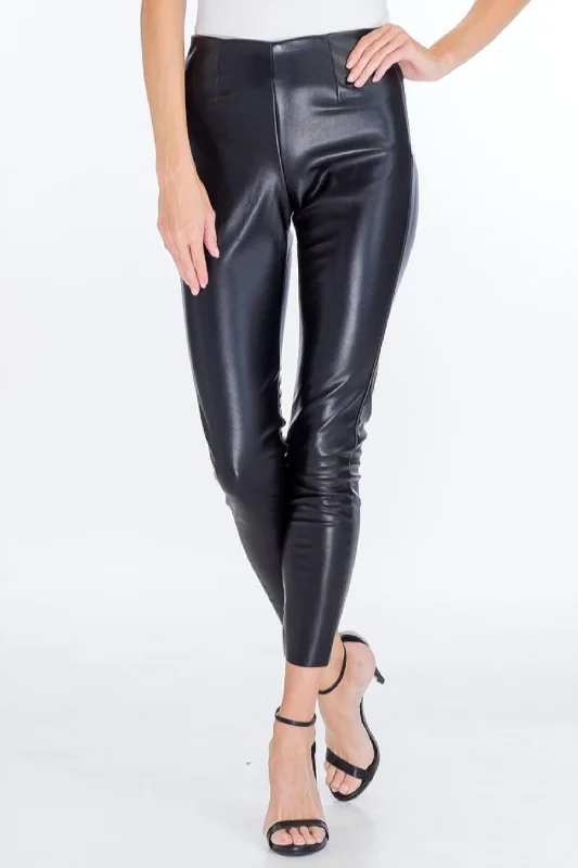 Faux Leather Leggings In Black