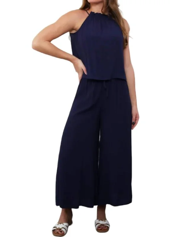 Jana Wide Leg Pants In Navy