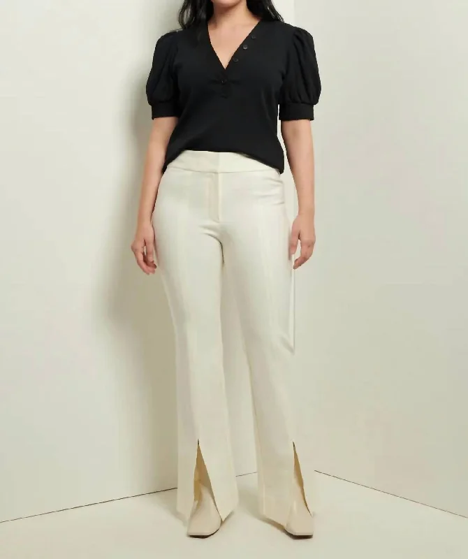 Maeve Front Slit Trousers In Soft White