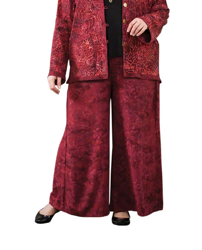 Maggie Palazzo Pants - Plus In Red Batik