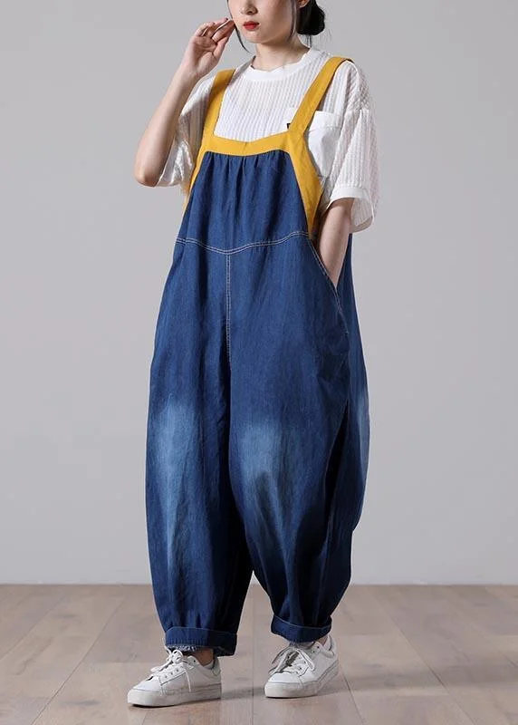 Modern Navy Patchwork carpenter pants Summer