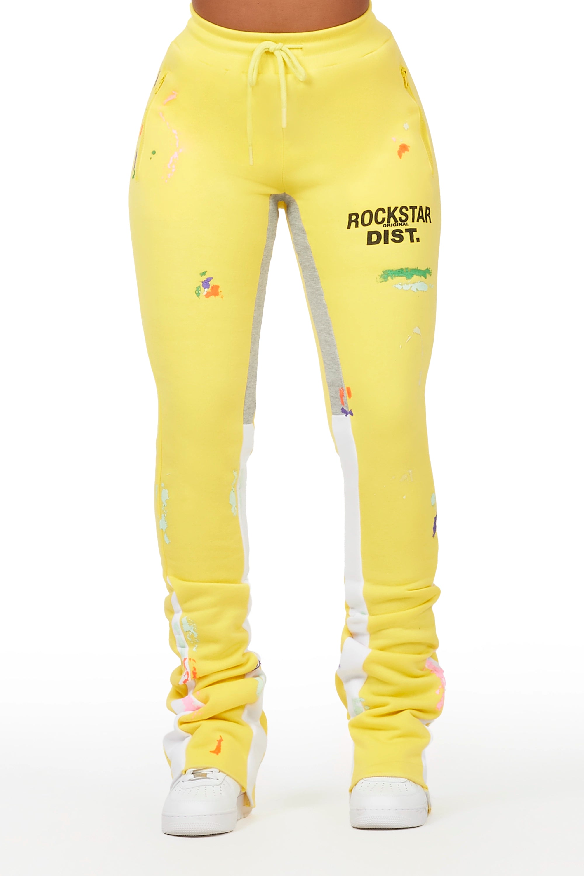 Karenthia Yellow Stacked Track Pant