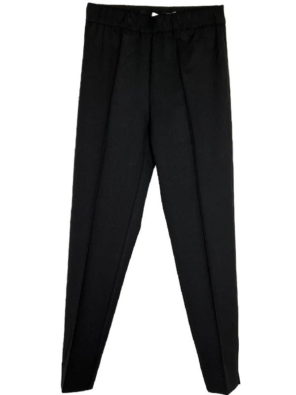 Women Stretch Wool Pant In Black